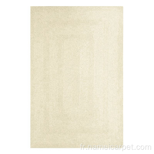 Tapis tressé en laine naturelle de couleur beige d'ivoire blanc